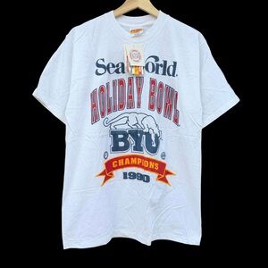 Vintage Deadstock 1990 BYU Holiday Bowl SeaWorld Shirt White Medium Football USA
